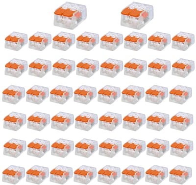 Set van 50 Elektrische Kabelconnectoren, 2-Pole Klemmen voor Snelle Verbinding, 4 mm² Aansluitingen tot 250 V en 32 A