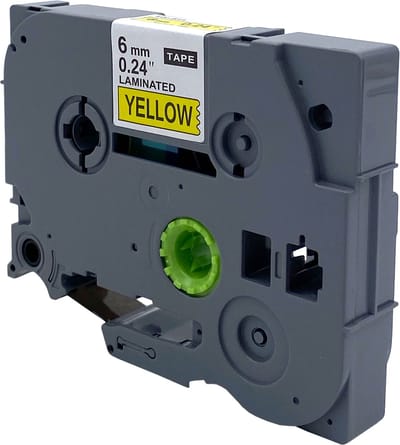 DULA Brother Compatible label tape- Tze-611 - 1 cassette - Brother P-Touch - Zwart op geel - 6mm x 8m