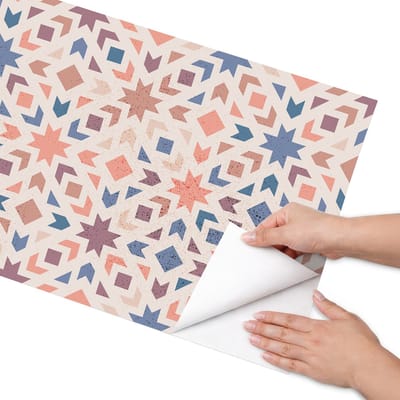 Coloray Meubel Wrap Folie - Beige Meubelfolie - 50x100 cm - Meubel Wrap Folie Geometrische mozaïek - Plakfolie Meubels - Geometrische Meubelfolie - Decoratiefolie Zelfklevend - Slaapkamer decoratie - Achtergronden en patronen