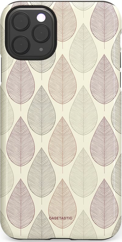 Casetastic hoesje geschikt voor Apple iPhone 11 Pro Max - Dubbellaagse bescherming - Botanisch retro bladeren dans - Fashion Case - Crème