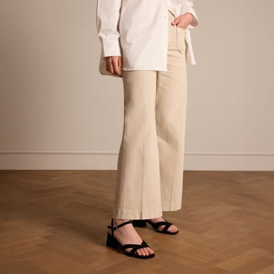 Manfield - Dames - Zwarte suède sandalen met hak - Maat 36