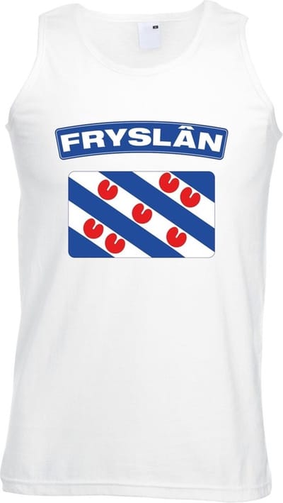 Vlag van Friesland mouwloos shirt - tanktop - wit - voor heren - Provincie Fryslan thema kleding S