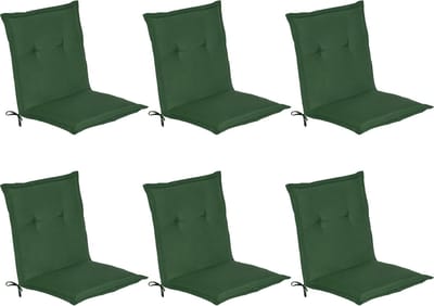 Beautissu Set van 6x Tuinkussens Lage Rug Loft NL 100 x 50 x 6 cm - Kussen Donker Groen - Zitkussen Sierkussen Tuinstoel