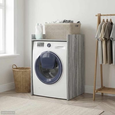 Wasmachinekast - Badkamerkast Opbergkast - Badkamer Organiseren - Met Deur En Vakken - 675 x 62 x 97 cm