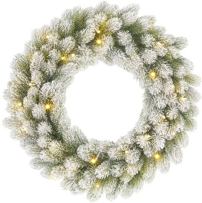 Black Box Trees Nagoya Kerstkrans met LED Verlichting en Timerfunctie - H12 x Ø60 cm - Groen