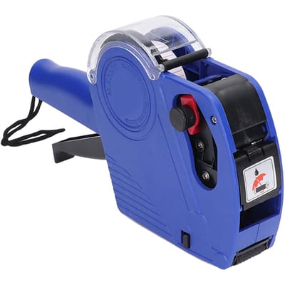 Machine d'étiquetage manuelle 8 chiffres Pistolet étiqueteuse de prix avec cartouche Outil portable de marquage de prix Bleu bleu