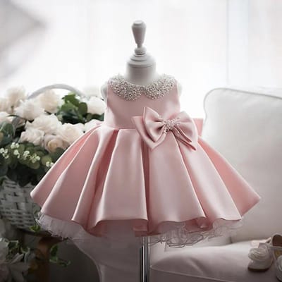 Kinderjurk Prinses Rok Bloemenmeisje Bruiloft Verjaardag Baby Lief Jurkje Meisje Piano Gastheer Optreden Kostuum Ronde Hals Mouwloos Strik Decoratie 140 gray