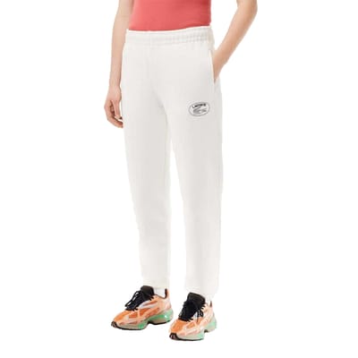 Lacoste Dames/Dames Biologisch Katoenen Geborduurde Logo Sweatbroek (Crème)