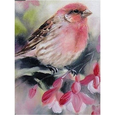 Peinture Diamant 5D DIY Oiseau Fleur Forage Rond Complet Broderie Diamant Point de Croix 20X30CM gray