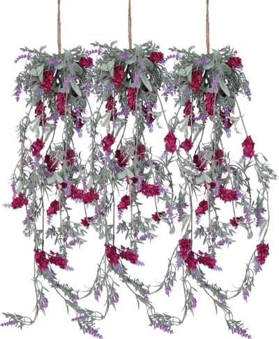 Lichtpaarse lavendel kunsttak - 3x - kunstplanten - slinger - 80 cm - Kunstplanten/kunsttakken