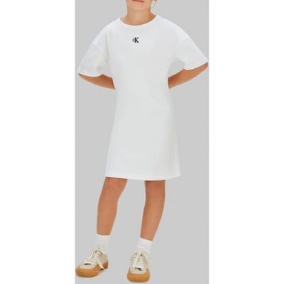 Calvin Klein Girls Ck Monogram Tee Dres White Taglia: 6 | Vestiti Outlet | kids | Bianco
