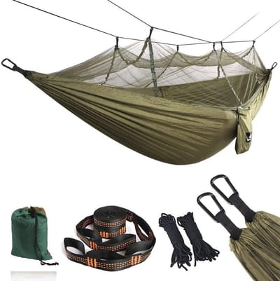 Hangmat met Muggennet - Dubbele Ondersteuning, Ultralicht en Ademend, Ideaal voor Camping en Outdoor
