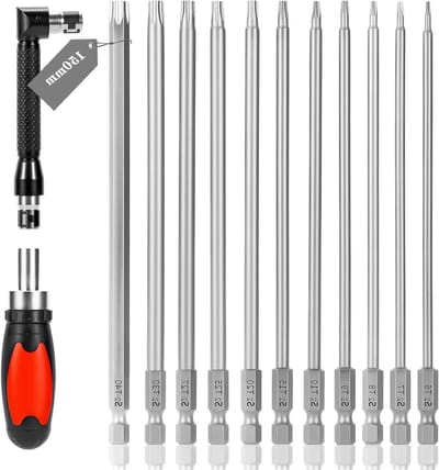 Complete Set van 11 Torx Bits en Handgreep - 150 mm Lange Magnetische Schroefbits voor Hexagonale Schroeven T6 T7 T8 T9 T10 T15 T20 T25 T27 T30 T40