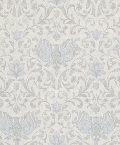 Behang - Bloemenpatroon - Lichtgrijs - Wit - Klassiek - Elegant - Woonkamer - Slaapkamer
