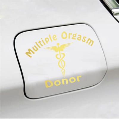 Bumpersticker - Multiple Orgasm Donor - 11,1 X 14,8 - Goud