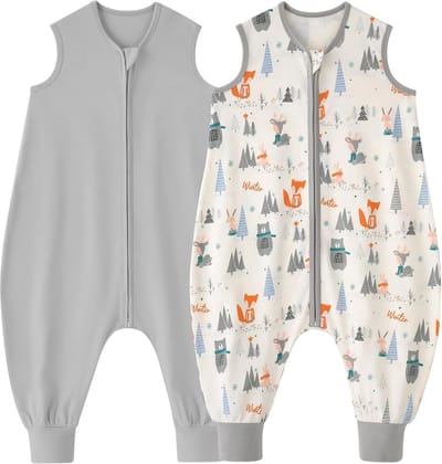 Set van 2 Zomerslaapzakken met Voeten voor Baby en Peuter, 0.5 TOG Katoen