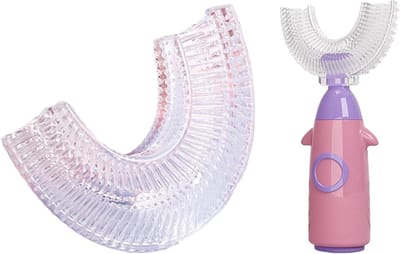 Kinder U-Tandenborstel - 360 Graden Borstel - Mondhygiëne - Voedselveilig Siliconen - 10 x 5 x 3 cm - Roze