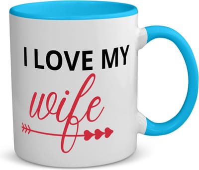Akyol - i love my wife koffiemok - theemok - blauw - Liefde - je vrouw - valentijnsdag - verjaardagscadeau - cadeau voor vriendin - 350 ML inhoud