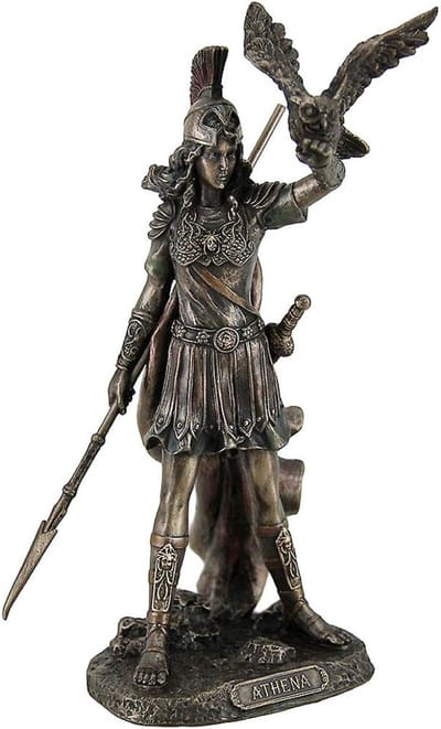 Veronese Design beeld/figuur - Athene met Uil Godin van de Wijsheid en Oorlog 20cm