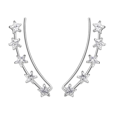Joy|S - Zilveren ear climbers - 5 sterren - zirkonia
