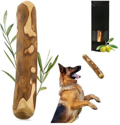 Famanu - Natuurlijke kauwstaaf van olijfhout, maat XL, groot formaat, duurzaam kauwspeelgoed