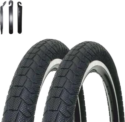 Fietsbanden Set - 20 inch - BMX Fiets - Inclusief Bandenlichter - 58-406 - Zwart