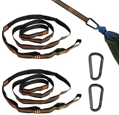Hangmat bevestigingsset met 2 karabijnhaken en verstelbare riemen voor camping en outdoor