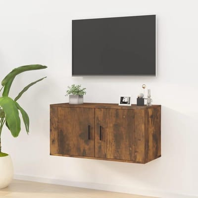 Tv-kast - Wandmeubel - Media Opslag - Ruimtebesparend - 80x345x40 cm - Gerookt eiken