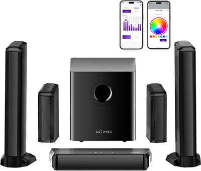 ULTIMEA 7.1 Soundbar met draadloze subwoofer en achterluidsprekers - RGB-verlichting - Zwart
