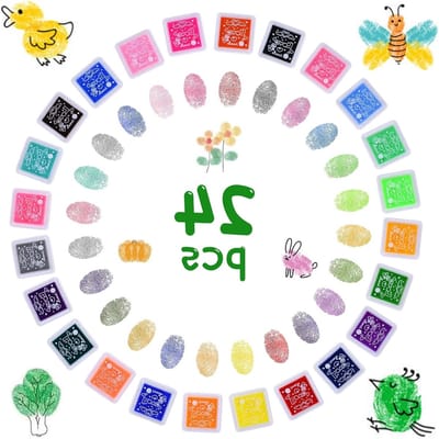 Mini Craft Inkt Stempel Pads - Set van 24 Regenboog Kleuren - Veilig voor Kinderen