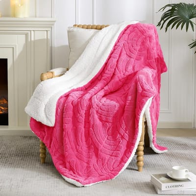 Flotilla Sherpa Decken Fleece Knuffeldeken voor Bank, Omkeerbare Zacht Warm, Wollige Woondeken voor Het Hele Seizoen, 130x170cm, Magenta