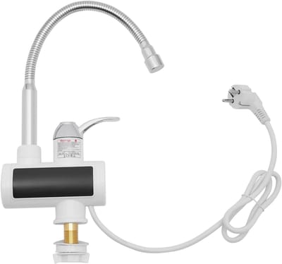 Elektrische Waterkraan - Doorstroomboiler Kraan - Direct Warm Water - Digitaal Temperatuur Display - 360 Graden Draaibaar - Wit