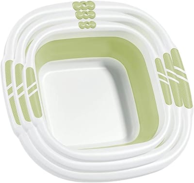 Opvouwbare wasbak - Draagbare kom - Ruimtebesparend opbergen - Antislip basis - 39.8 cm - Groen