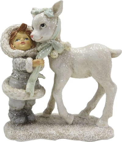 Clayre & Eef Beeld Kind 13 cm Wit Polyresin