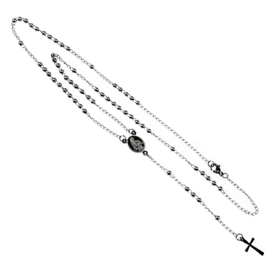 Rozenkrans Ketting Unisex - Stalen Zilverkleur - Kralen Ketting met Kruis Dames - Heren