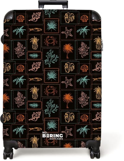 NoBoringSuitcases.com® - Koffer groot - Reiskoffer lichtgewicht - Donkere zomerse vibes print - Rolkoffer met 4 wielen - Grote trolley XL - 98 liter bagage
