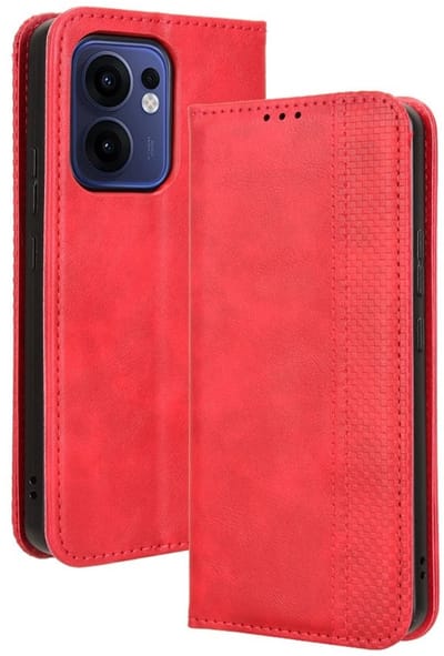 Coverup Hoesje - Geschikt voor OPPO Reno13 F / FS 5G Hoesje - Coverup Vintage Style Book Case - Rood