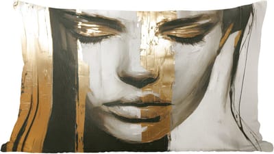 Sierkussens - Kussentjes Woonkamer - 60x40 cm - Ogen - Gezicht - Goud - Strepen