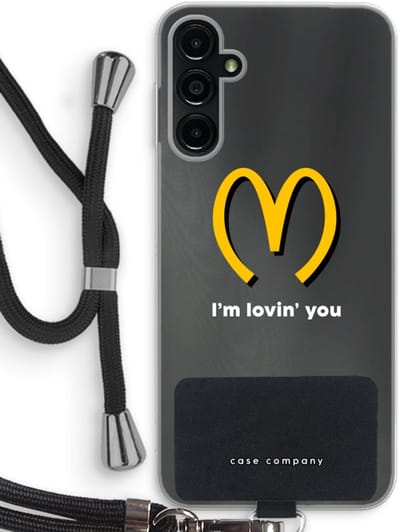 Case Company® - Hoesje met koord geschikt voor Samsung Galaxy A14 hoesje met Koord - I'm lovin' you - Telefoonhoesje met Zwart Koord - Bescherming aan alle Kanten en Over de Schermrand