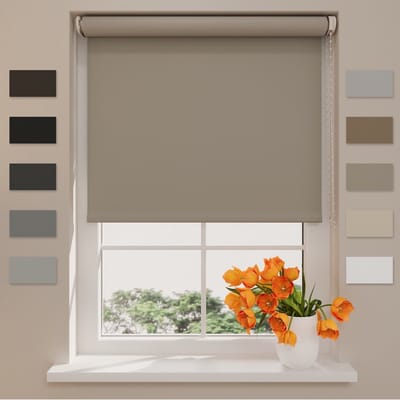 DTCH® Rolgordijn Verduisterend - Easy Match - Beige Grijs - 130 x 190 cm - Rolgordijn zonder boren - Maten van 40 t/m 240 cm breed