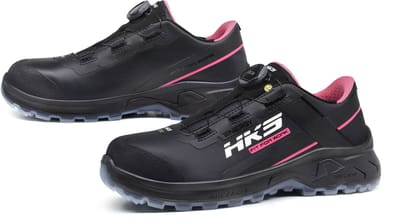 HKS AirGuard Pink Black BOA S3L werkschoenen - veiligheidsschoenen - safety shoes - dames - laag - stalen neus - zonder veters - antislip - ESD - lichtgewicht - Vegan - zwart - maat 39