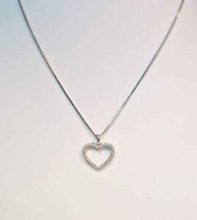 Hanger - hartje - witgoud - 14 karaat - diamant - GPP0284 - sale Juwelier Verlinden St. Hubert - van €520,= voor €399,=