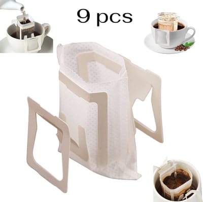 9 stuks - Filterkoffie - Draagbare filterkoffiebekers - Filterkoffiepoederzakjes - Koffiefilterzakjes - Filterkoffiezakjes - Per portie - Geschikt voor diverse koffiekopjes/servies - Geschikt voor thuis, op reis en op kantoor