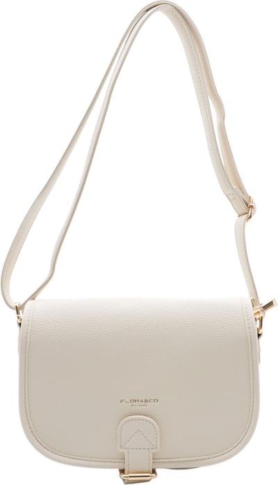 Flora & Co crossbody tasje met flap - ritssluiting - ecru