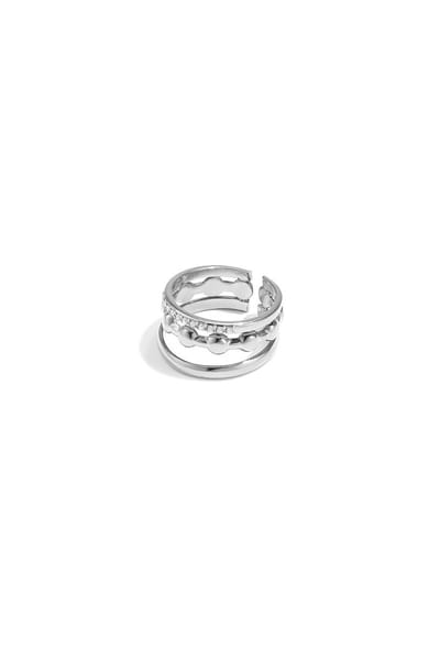 3 laagse ring ronde details en steentjes - Goudkleur
