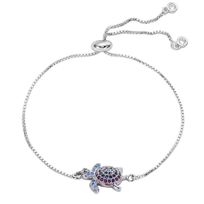 Fako Bijoux - Dames Armband Schildpadje Strass - Verstelbaar - 14-20cm - Cadeau - Verjaardag - Vrouw - Zilverkleurig