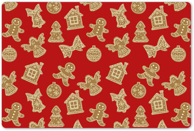 Placemats 45x30 cm - Placemat kunststof - 1 stuk - Illustratie - Koekjes - Rood - Borden onderleggers - Decoratie voor op tafel - Keuken tafeldecoratie accessoires - Vinyl onderlegger - Tafelversiering
