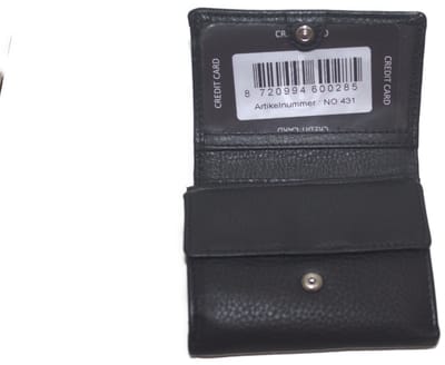 Oi zwart leren mini overslag beursje / compact portemonneetje voor dames of heren / compact drie-luik portemonneetje / kleine trifold portemonnee / RFID safe / zwart leer / 431
