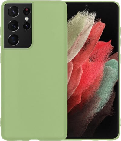 Hoesje - Geschikt voor Samsung Galaxy S21 Ultra - Sterk & Shockproof - Siliconen Case - Hoes Cover - Telefoonhoes - Groen