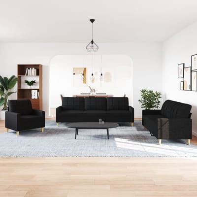 vidaXL - 3-delige - Loungeset - stof - zwart